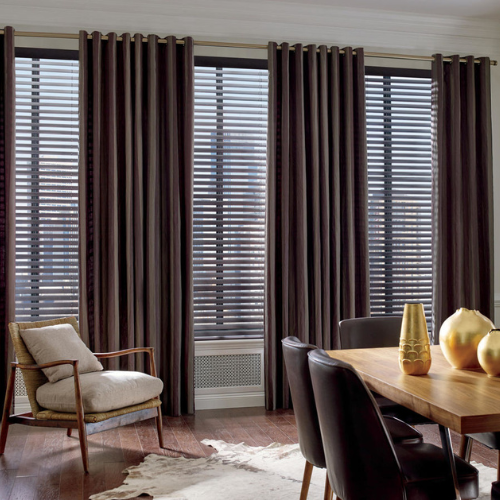 Image of horizontal blinds and drapes